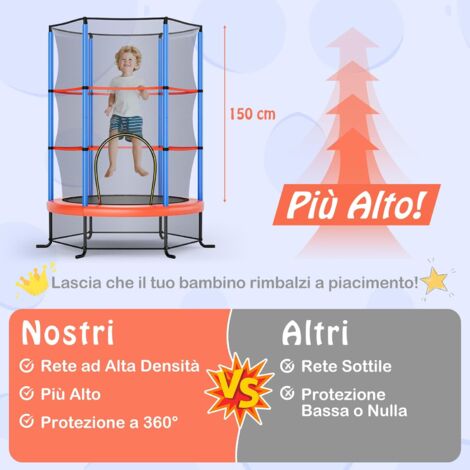 GOPLUS Trampolino da Esterno, Gioco Tappeto Elastico da Giardino, con Rete Protettiva, Telaio in Acciaio, Fitnesse per Ragazzi, 165 x 165 x 191 cm