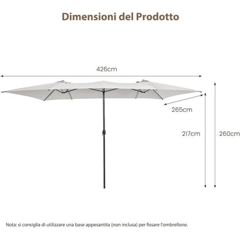 Ombrellone BRASIL 2X4 doppio bianco-naturale – CierrePi