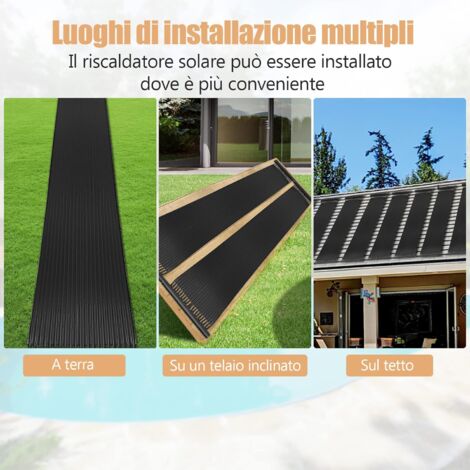 GOPLUS Riscaldatore Solare per Piscina in PE, 2 Pannelli di Riscaldamento Solare da 600 X 75 CM, Rispettosi dell'Ambiente, Riscaldatore Solare per Piscine Interrate e Fuori Terra da 25.800