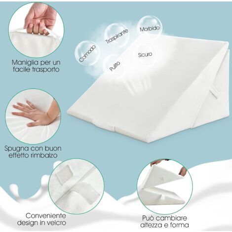 GOPLUS Cuscino a cuneo 3 in 1 con parte superiore in memory foam, cuscino  sollevamento delle