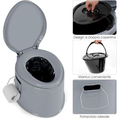 Secchio WC Portatile Con Sedile E Coperchio - Per Campeggio E Viaggio 15.5/22L - Foto 2