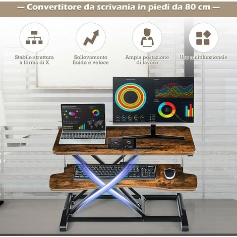 GOPLUS Supporto PC Portatile, Tavolino Porta Computer e Tastiera, con  Altezza Regolabile, Tavolino a 2 Ripiani