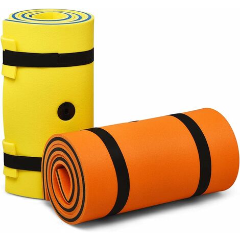 Tappeto Galleggiante per Piscina e Mare, Tappetino Galleggiante per Adulti e Bambini, Amaca d'Acqua Pieghevole, Arancia, 210x66x3,5 cm