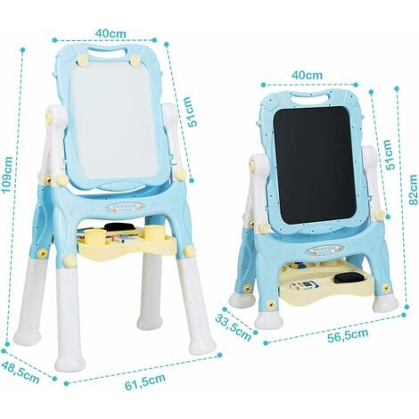 Lavagna magnetica double face per bambini, Lavagna con altezza regolabile e  accessori, Blu - Costway