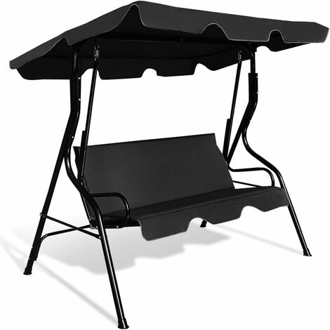 Angel Living Dondolo Da Giardino 3 Posti Con Tetto Regolabile - Cachi - 169x110x152 Cm - Fino A 240 Kg