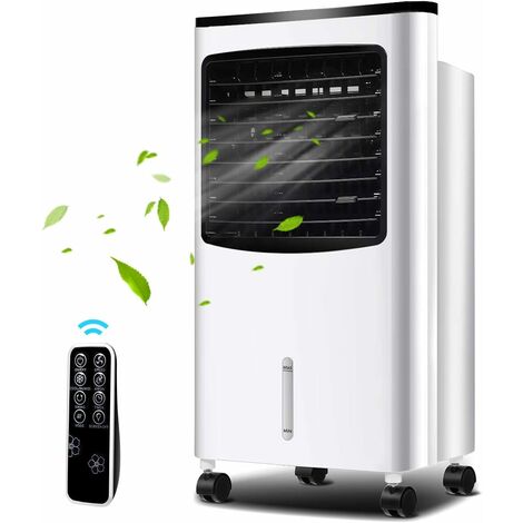 Condizionatore Portatile con Telecomando, 3 in 1 Raffrescatore Evaporativo,Timer 7,5h e 3 Velocità 75 W, Umidificatore con 4 Ruote