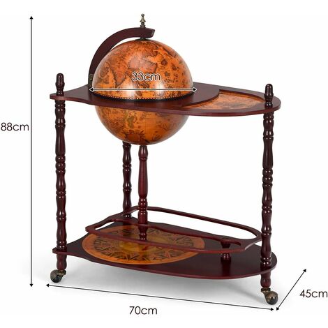 COSTWAY Porta Liquori Mappamondo, Portavino con Ruote, Credenza per Vino  con Stile Retrò per Bar Sala da Pranzo e Salone, Diametro 45 cm :  : Casa e cucina