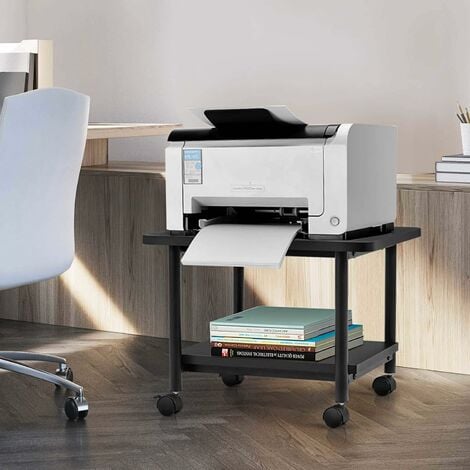 GOPLUS Tavolino Supporto Multifunzione Porta Stampante Mobiletto Carrello  con 2 Ripiani in Legno 48,5x40x35,7cm (
