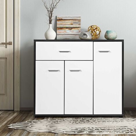 Mobile credenza da ingresso con struttura in legno e metallo con 3 cas