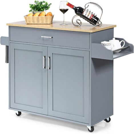 Carrello da Cucina, Credenza da Cucina in Legno con 1 Cassetto e 4