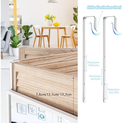 FANTASK Specchio Da Parete Regolabile In Altezza - 37x120 Cm, Oro - Montaggio A Muro O A Porta