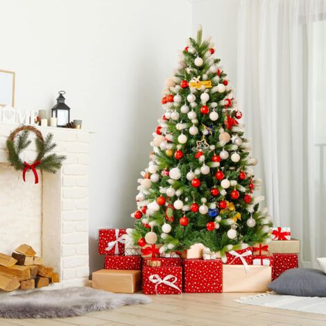 Albero di Natale abete artificiale bianco innevato altezza 180 cm