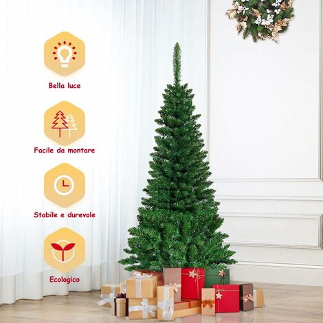 EASYCOMFORT Albero di Natale Alto 195cm Realistico con Pigne