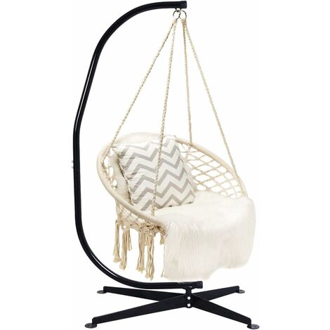 GOPLUS Sostegno per Sedia Sospesa 205cm Supporto per Appendere Sedile Sospeso Dondolo, Carico Fino 150KG, Acciaio, Nero Sospesa,Supporto Dondolo (Sostegno)