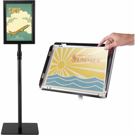 Porta Poster Regolabile In Altezza - Supporto Da Pavimento A4, Nero, Per Ristorante, Eventi, Negozi - Foto 8