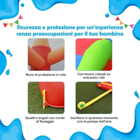 COSTWAY Castello Gonfiabile per Bambini, con Scivolo, Ingresso, Borsa di  Trasporto, Kit di Riparazione e Paletti, Compressore non Incluso, Ideale per  3 Bambini con Età 3-10 Anni : : Giochi e giocattoli