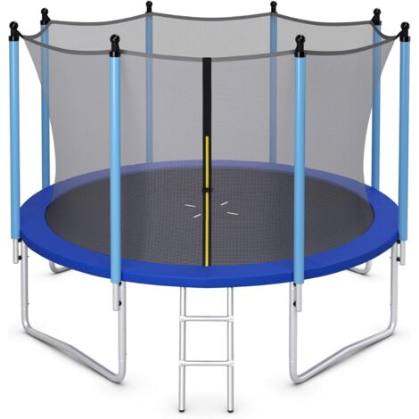 GOPLUS Trampolino Rimbalzante da Esterno, Carico di 80-150kg, per Bambini e Adulti, con Rete di Sicurezza, Scaletta, Adatto a Giardino, Cortile, Parco, 4 Size Disponibili (183x244x61cm)