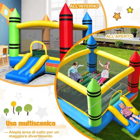 GOPLUS Parco Giochi Gonfiabile con Scivolo, Tappeto Elastico