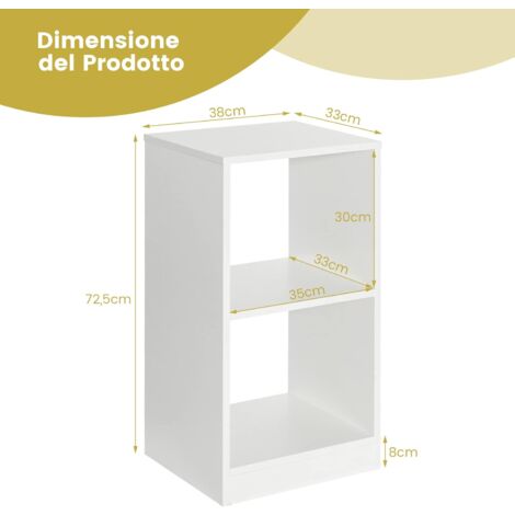GYMAX Set di 2 Librerie a Cubo da Terra, 2 Livelli, con Piedini