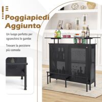 Tavolo Da Bar Da Cucina Con 2 Portabottiglie E 6 Portabicchieri E Piedini Regolabili 120 X 50 X 1065 Cm Nero 88305933
