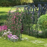 COSTWAY Arco Da Giardino In Metallo 198x49.5x221 Cm – Con Fioriere Laterali, Perfetto Per Matrimoni E Piante Rampicanti