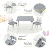 Tavolo E 2 Sedie Regolabili Per Bambini – Plastica HDPE Riciclata, Ergonomico, Da 2 A 10 Anni, Grigio
