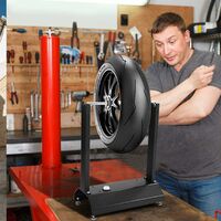 Equilibratrice Pneumatici GYMAX - Per Moto E Bici, Con Coni Regolabili 16-30mm, Acciaio - Foto 4