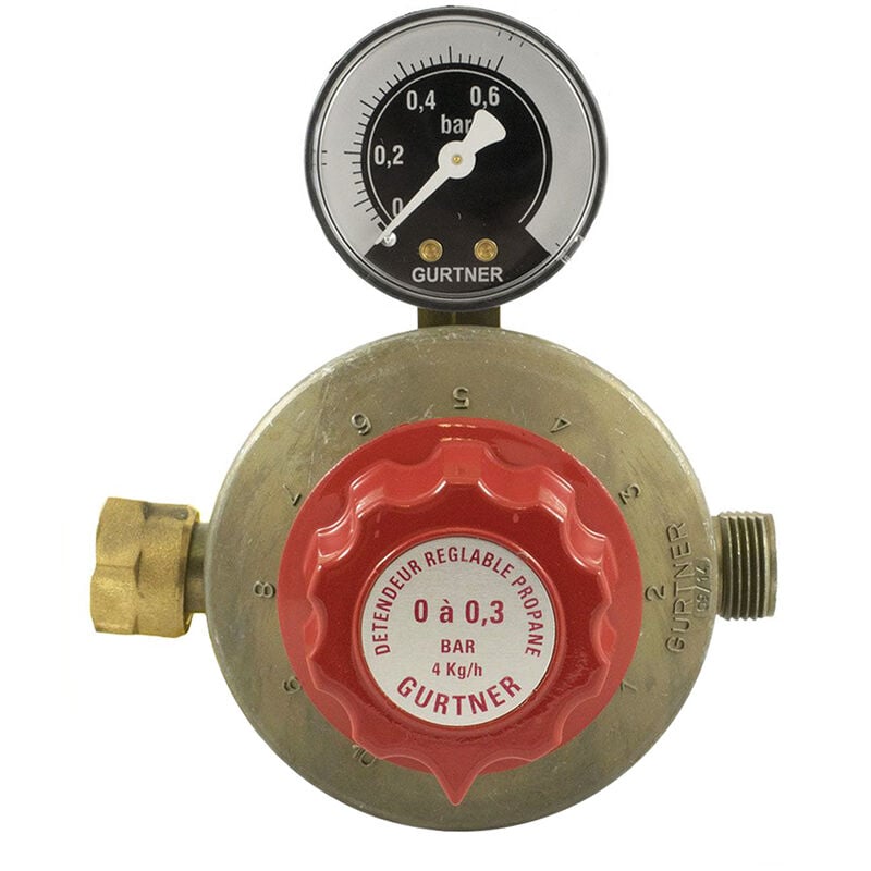 Détendeur butane-propane 1333 à pression réglable écrou bouteille / M20x1,5  - 5-10 kg/h - pression de sortie 1 à 3 bar - Le Temps des Travaux
