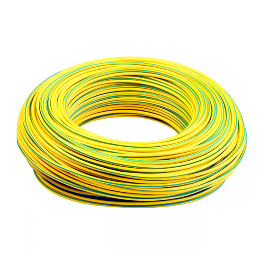 Fil électrique 2.5 mm² h07vu L.100 m, vert / jaune