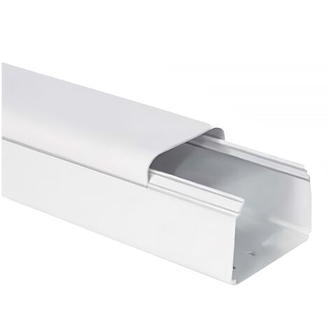 Goulotte 80 x 60 mm – Clipsage sur le dessus – Longueur 2m – Couleur blanche pour câbles et tuyaux – First Plast