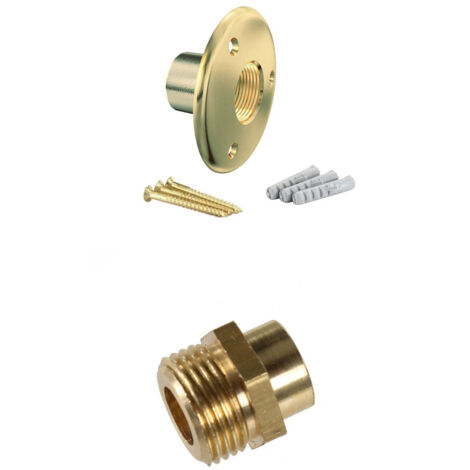 Arcanaute – Applique de fixation pour robinet de jardin – Tube cuivre Ø16 – Raccord à souder mâle 1/2' (15/21) – Laiton brut – Fixation solide