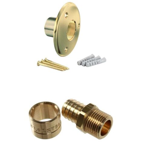 Arcanaute – Applique de jardin en laiton brut Ø12mm – Raccord à glissement M 1/2' (15/21) – Fixation solide avec vis – Protection UV tuyauterie (1/5)