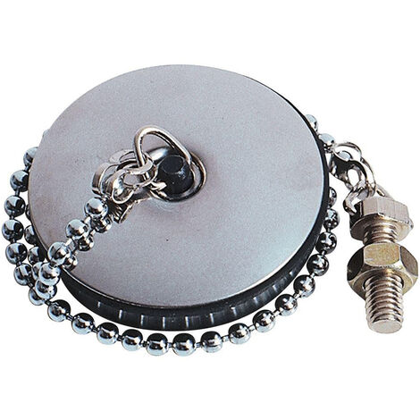 Bouchon pour évier Ø52mm avec enjoliveur et Chaînette L.300mm - borne d'attache Ø5x50mm - Wirquin Pro (1/2)