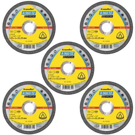 Lot de 5 Disques à tronçonner, Type A 960 TZ, 125x1x22,23 mm