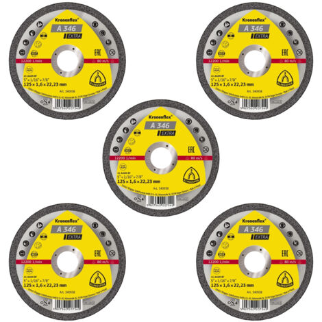 Lot de 5 Disques à tronçonner, Type A 346 EX, 125x1,6x22,23 mm (1/2)
