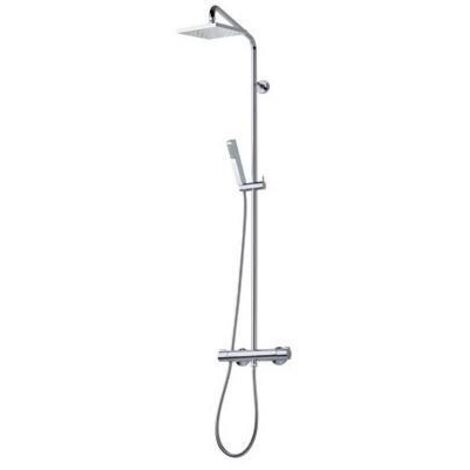 Cristina Ondyna – Colonne de douche thermostatique 250 Chromé – Pommeau carré 20 cm – Corps froid avec cartouche anti-calcaire – Flexible 150 cm (1/2)