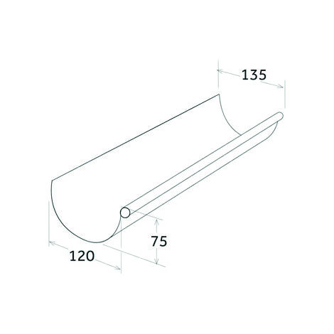 Profilé de gouttière PVC 25 demi-ronde 2 m - Anthracite - First Plast