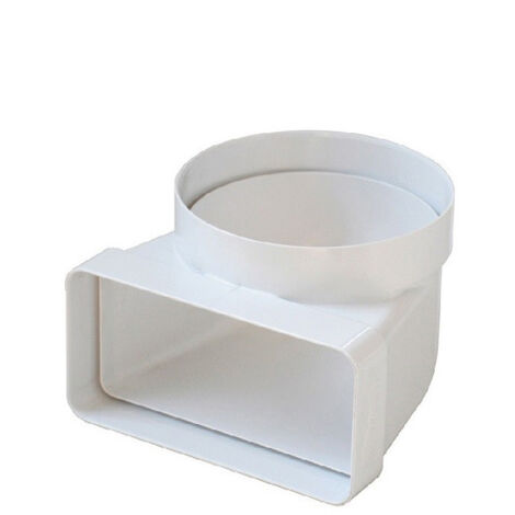 Coude vertical tube ventilation rond Ø125 à tube rectangulaire 150 x 70 mm – PVC blanc pour canalisation aspiration – La Ventilazione (1/5)