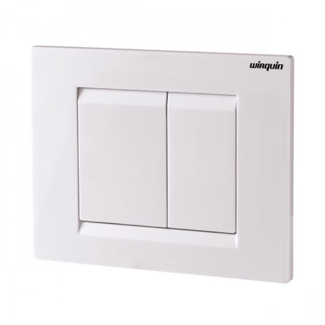 Wirquin – Plaque de commande WC encastré double volume – Dimensions 208 x 166 mm – Compatible bâtis CHRONO et COMPACT – Finition blanche