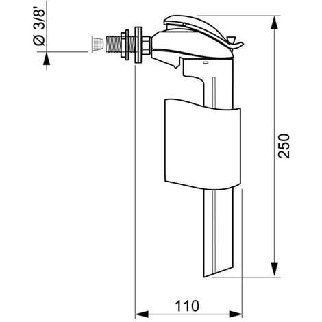 Chasse d'eau wc robinet flotteur à alimentation latérale F90 Wirquin 10724032, blanc