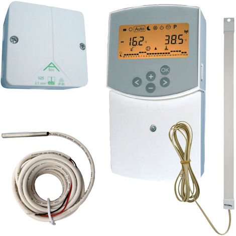Watts – Régulateur climatique H&C RF 868,3 MHz – Sondes extérieure RF et départ d’eau fournies – Afficheur rétro éclairé – Compatible moteurs 220V