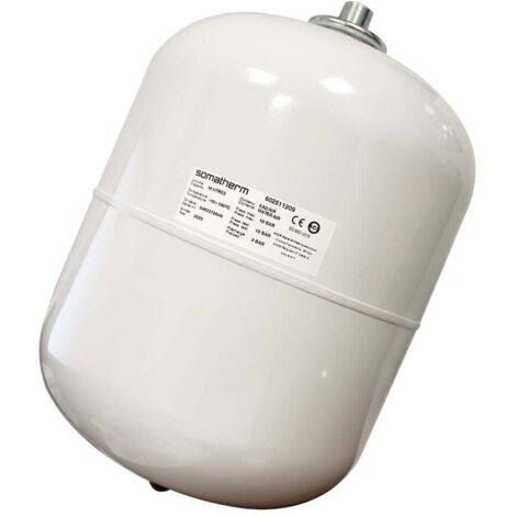 Somatherm – Vase d'expansion sanitaire 18 litres – Capuchon manchon diélectrique R 3/4” – Revêtement époxy blanc – Régulation pression chauffage