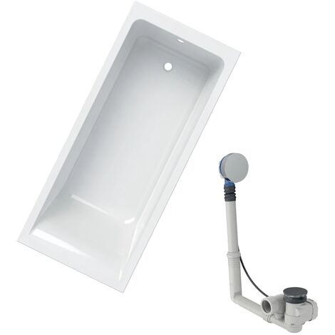 Baignoire acrylique blanche 150 cm avec siphon - Delia