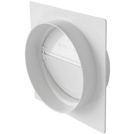 Plaque pour passage de mur-tube Ventilation rond Ø100 Blanc avec clapet anti-retour - First Plast (1/2)