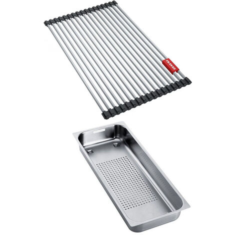 Franke – Set accessoires éviers Mythos Inox – Rollmat et panier égouttoir – Adapté pour éviers inox – Séchage efficace de la vaisselle