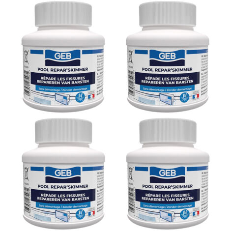 GEB – Lot de 4 colmateurs de fissure pour skimmers – 125ml avec pinceau – Résistant à l’eau de piscine au chlore et au sel – Application facile - POT 125 ML (1/5)