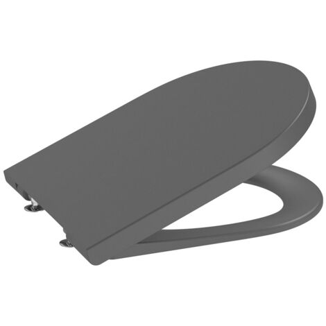 Pack Cuvette compacte suspendue Rimless (sans bride) "Inspira Round" avec abattant frein de chute, déclipsable - Onyx