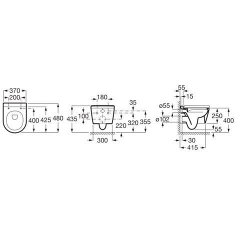 Pack Cuvette compacte suspendue Rimless (sans bride) "Inspira Round" avec abattant frein de chute, déclipsable - Onyx