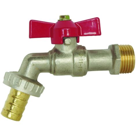 Robinet de puisage à sphère - Manette papillon - Mâle 1/2" - Raccord au nez 3/4 (1/6)