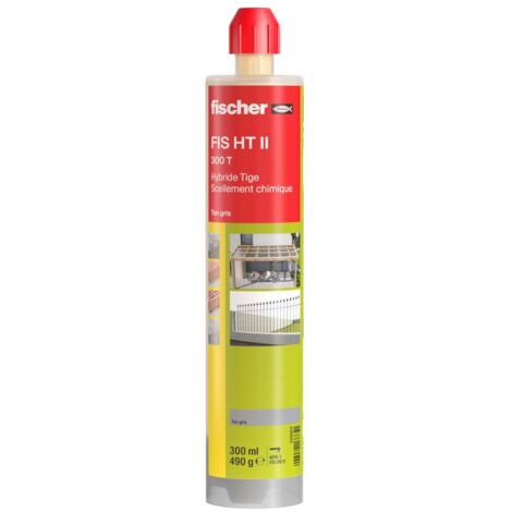 Fischer – Kit de scellement chimique 300 T – Résine hybride pour béton fissuré et non fissuré – Reutilisable avec bec mélangeur - II 300 T (1/4)